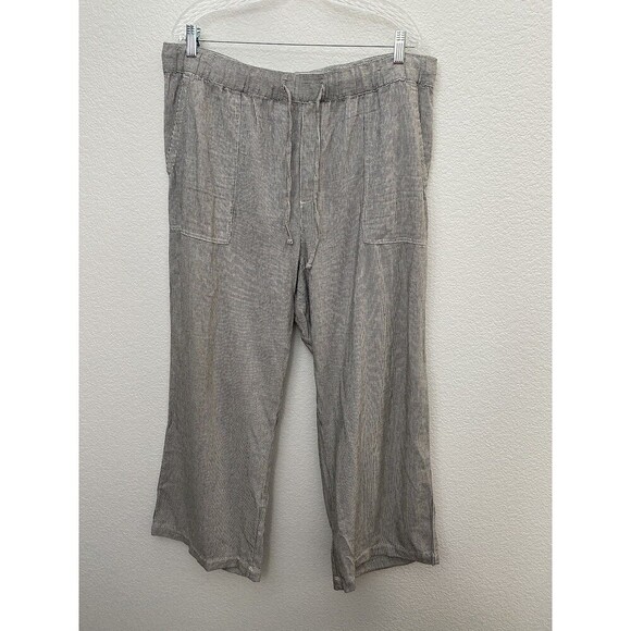 Gap Easy Pant Linen Blend in Off White Stripe Women’s Size XL - Picture 2 of 9